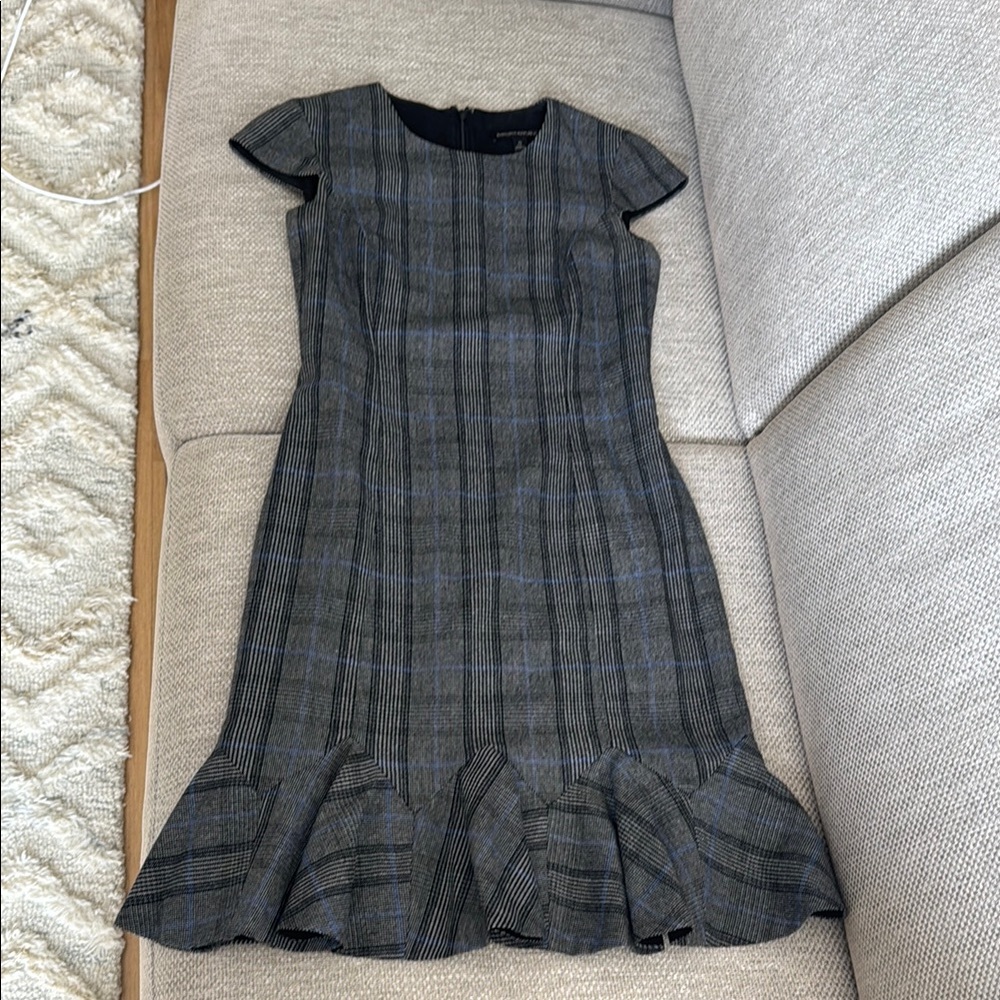 Banana Republic - Elegant Plaid Ruffle Hem Dress